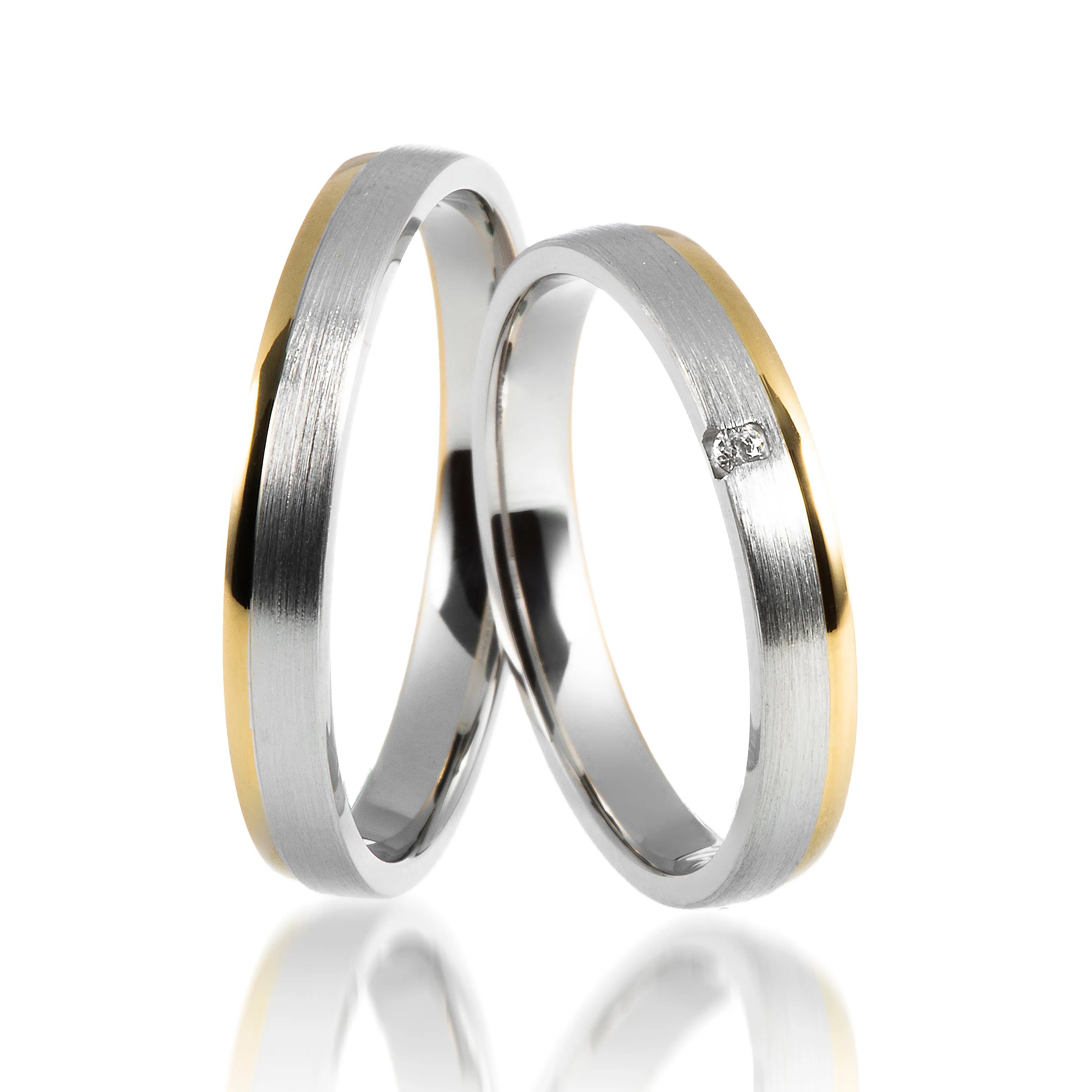 Trauringe Weißgold & Gelbgold schmal, Eheringe Weißgold & Gelbgold schmal
