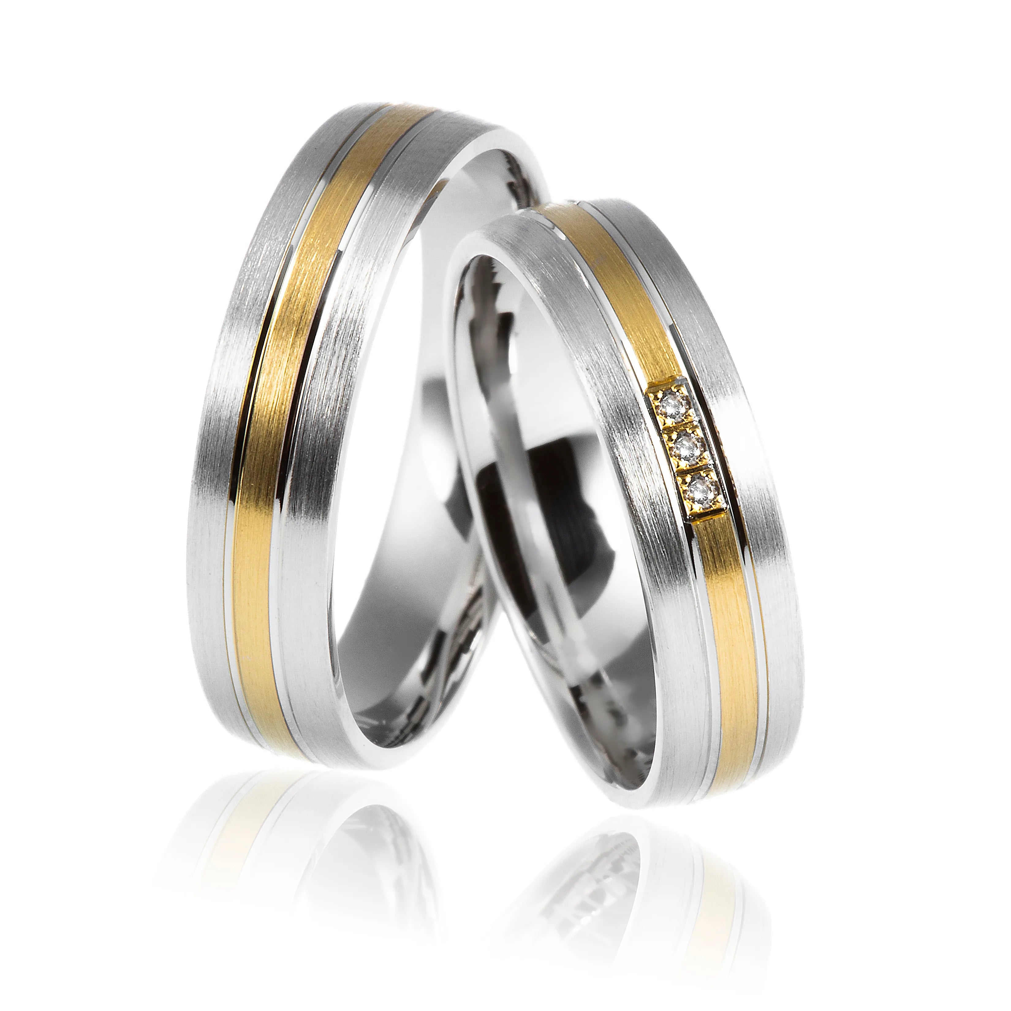 Trauringe Weißgold & Gelbgold schmal, Eheringe Weißgold & Gelbgold schmal