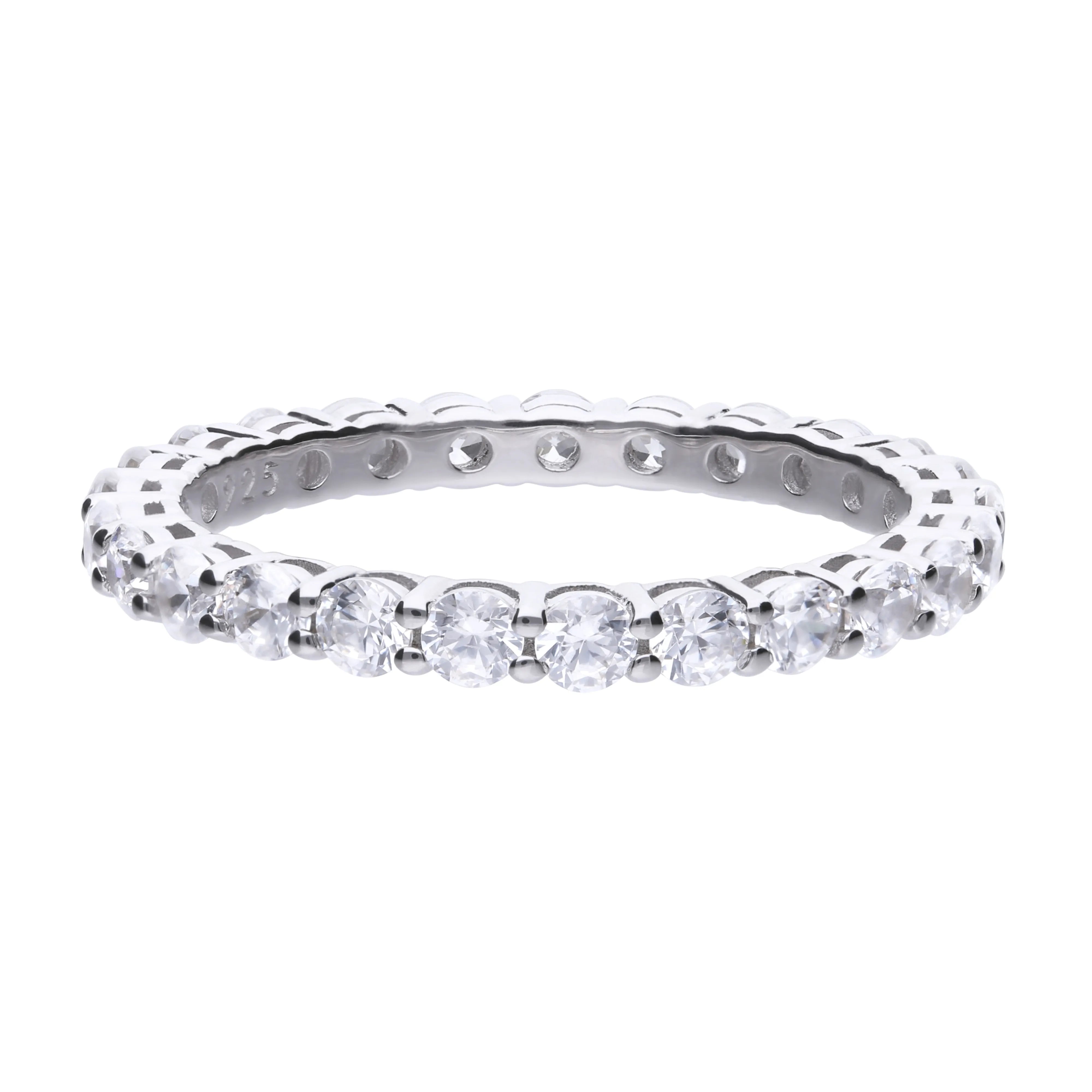Diamonfire Memory-Ring silber mit weißen Zirkonia in Krappen-Fassung