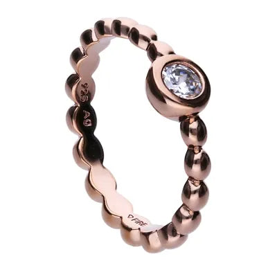 Diamonfire Kugelring roségold mit weißem Zirkonia