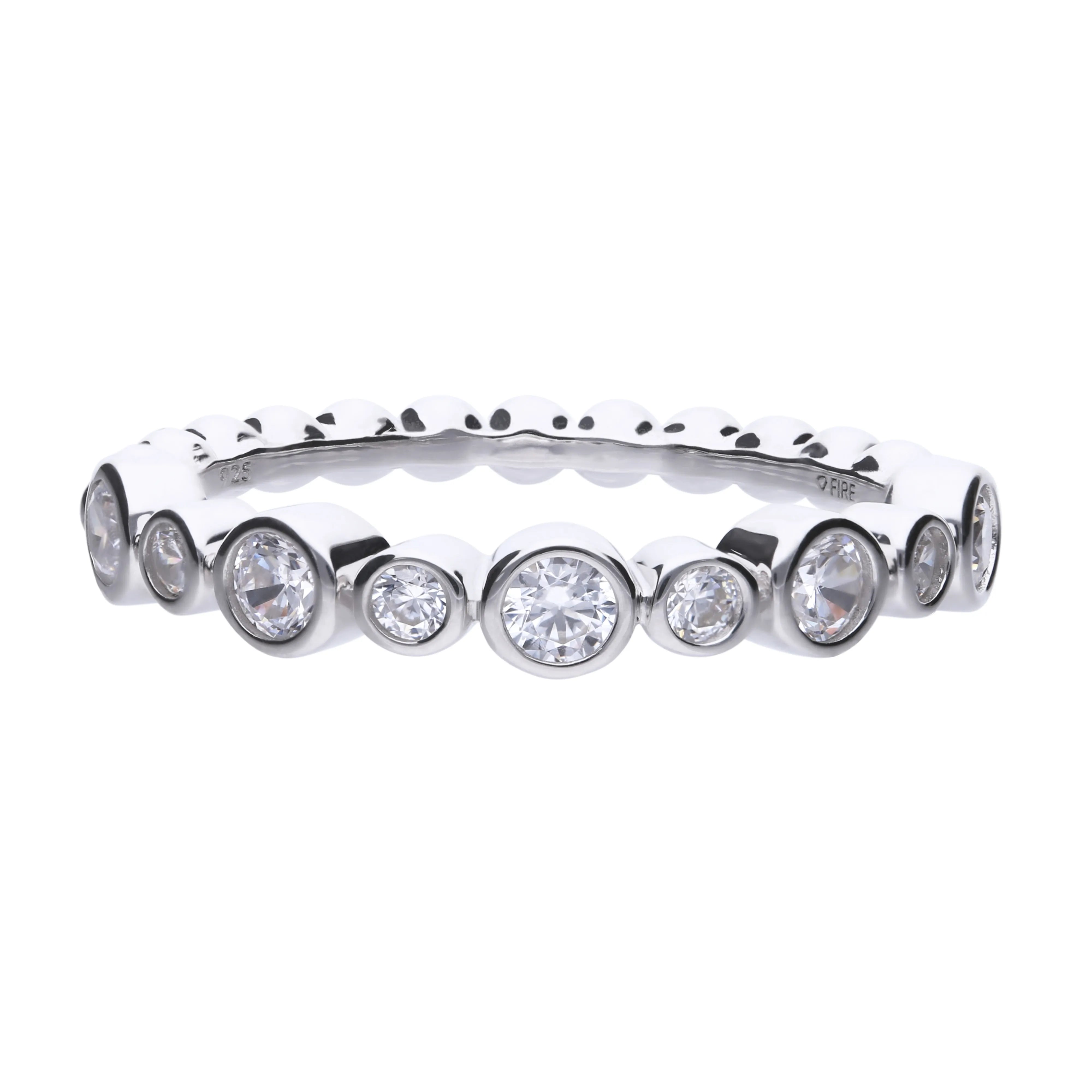 Diamonfire Kugelring silber mit weißen Zirkonia, Zargen-Fassung