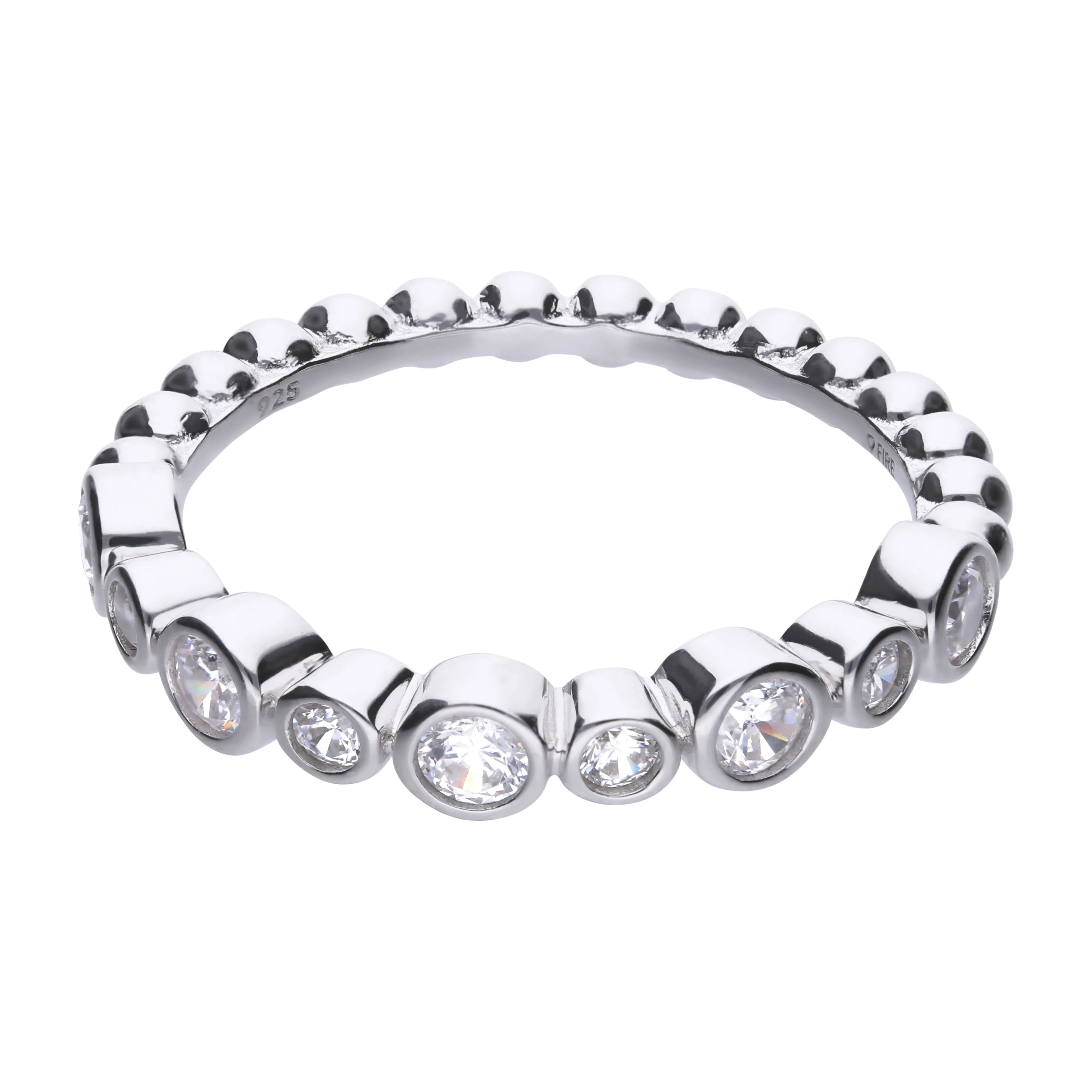 Diamonfire Kugelring silber mit weißen Zirkonia, Zargen-Fassung
