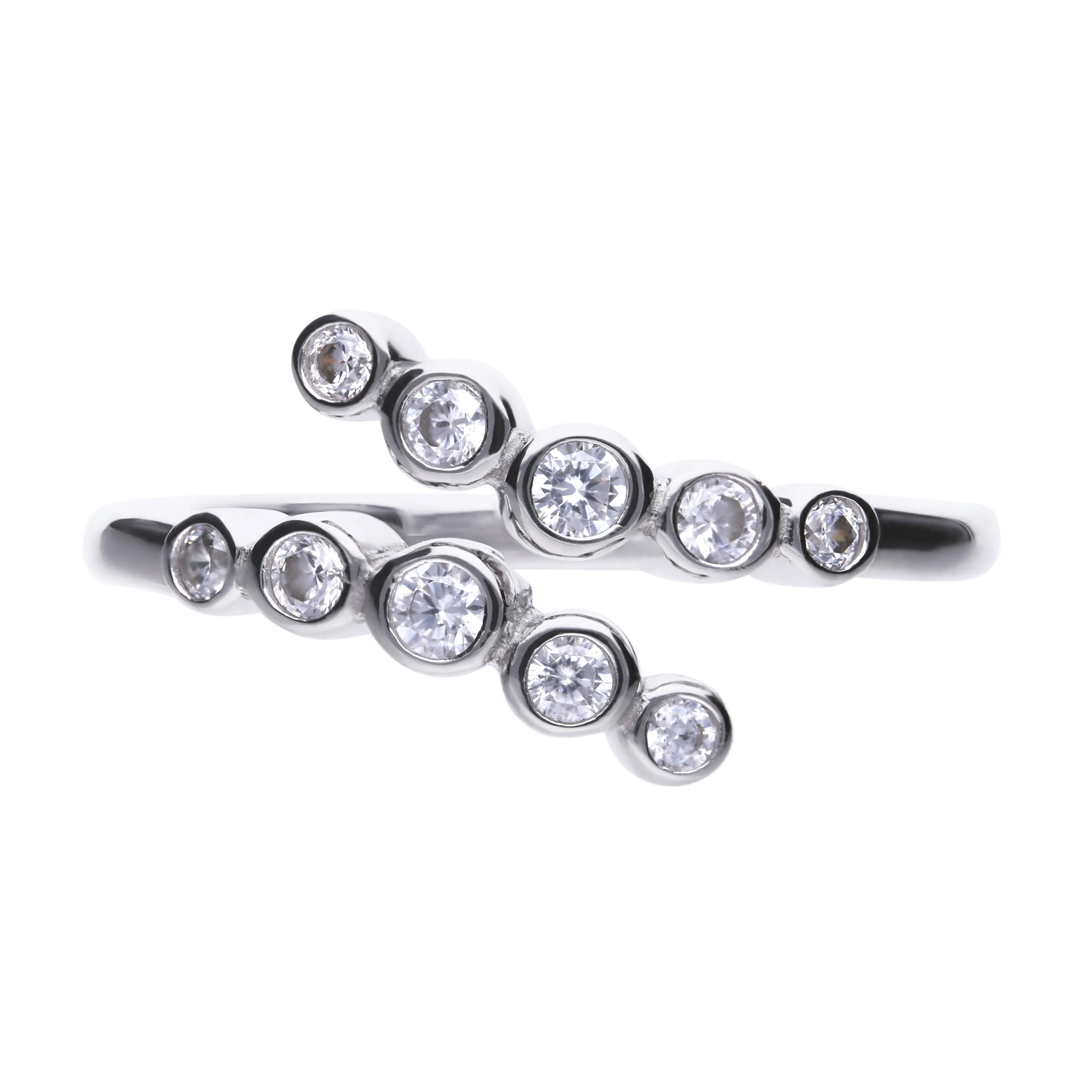 Diamonfire trendiger Ring silber mit Zargen-Fassung und offener Ringschiene