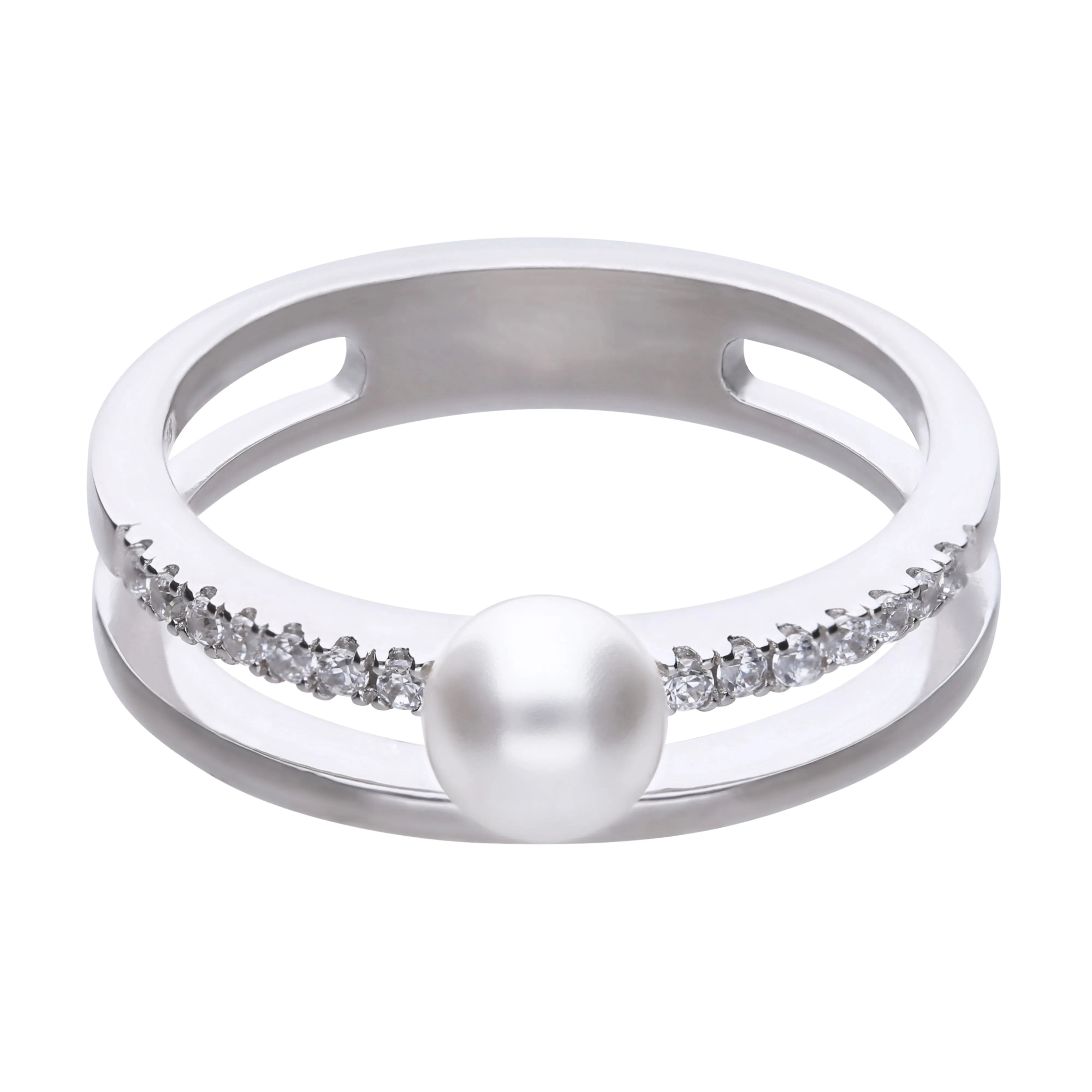 Diamonfire zweireihiger Perl-Ring Silber 925 mit Muschelkernperle