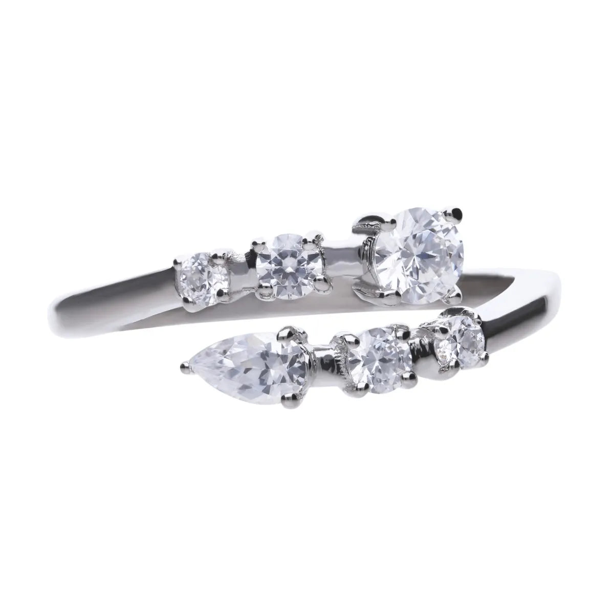 Diamonfire geschwungener Ring Silber mit offener Ringschiene