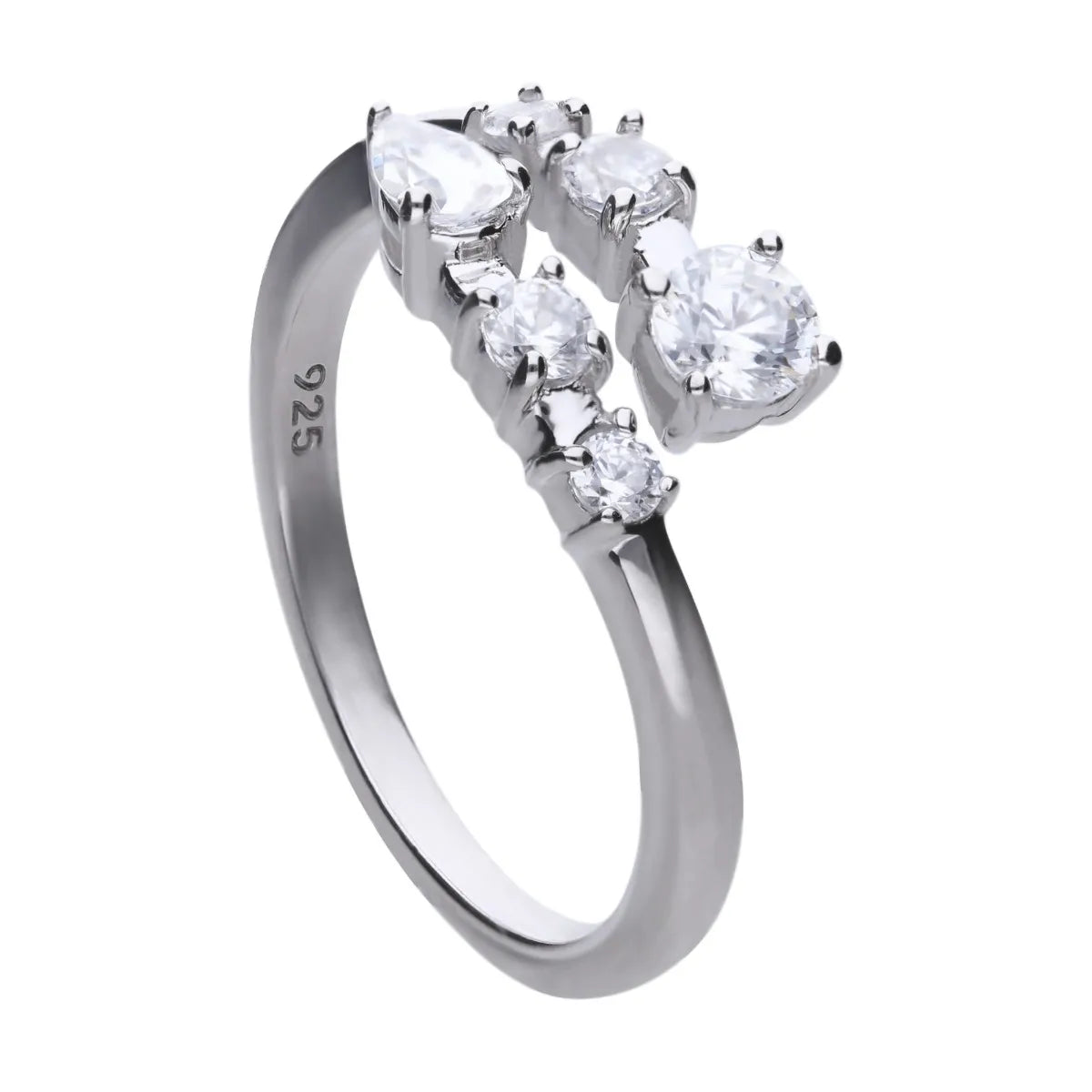 Diamonfire geschwungener Ring Silber mit offener Ringschiene