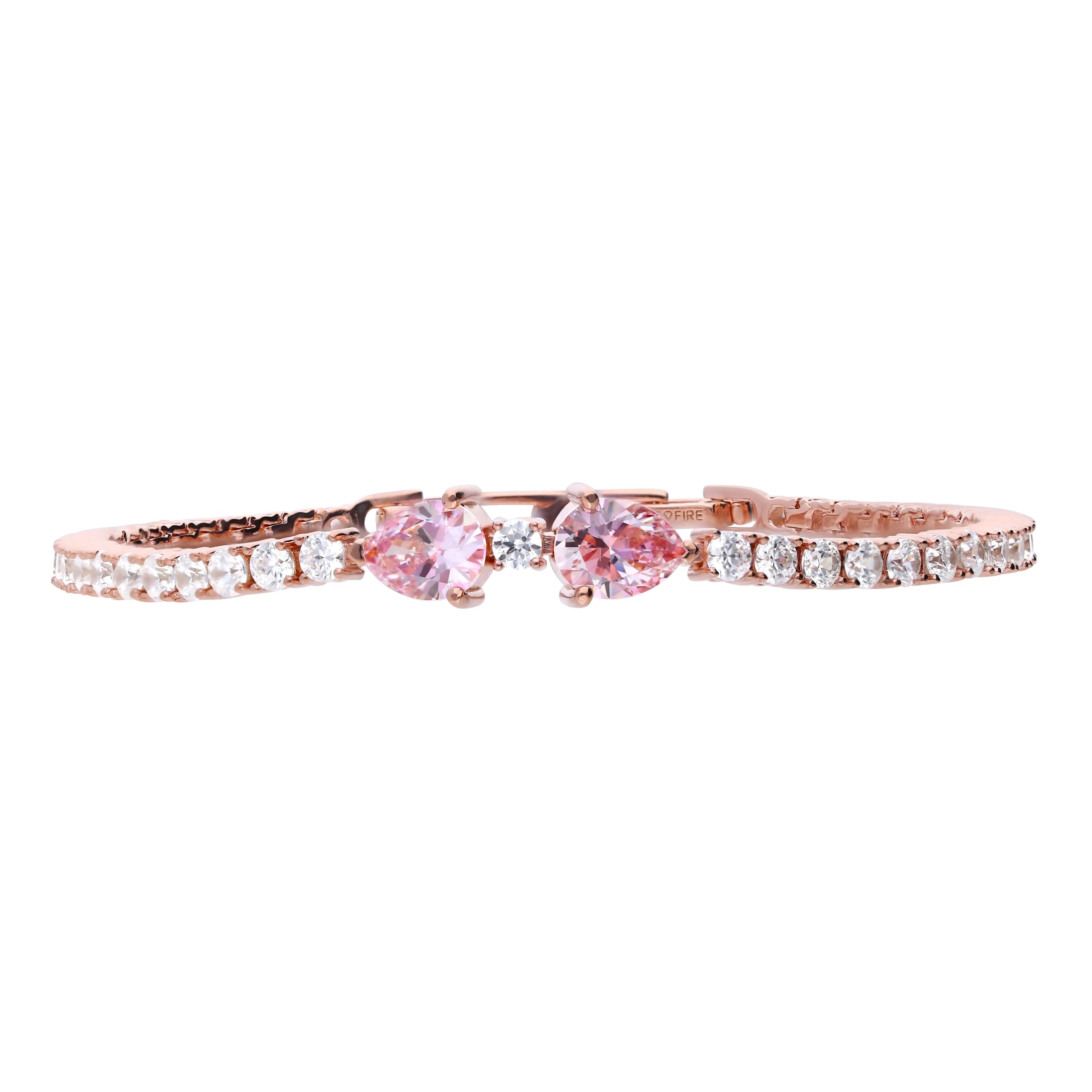 Diamonfire Tennis-Armband Roségold mit morganite Zirkonias und Krappenfassung