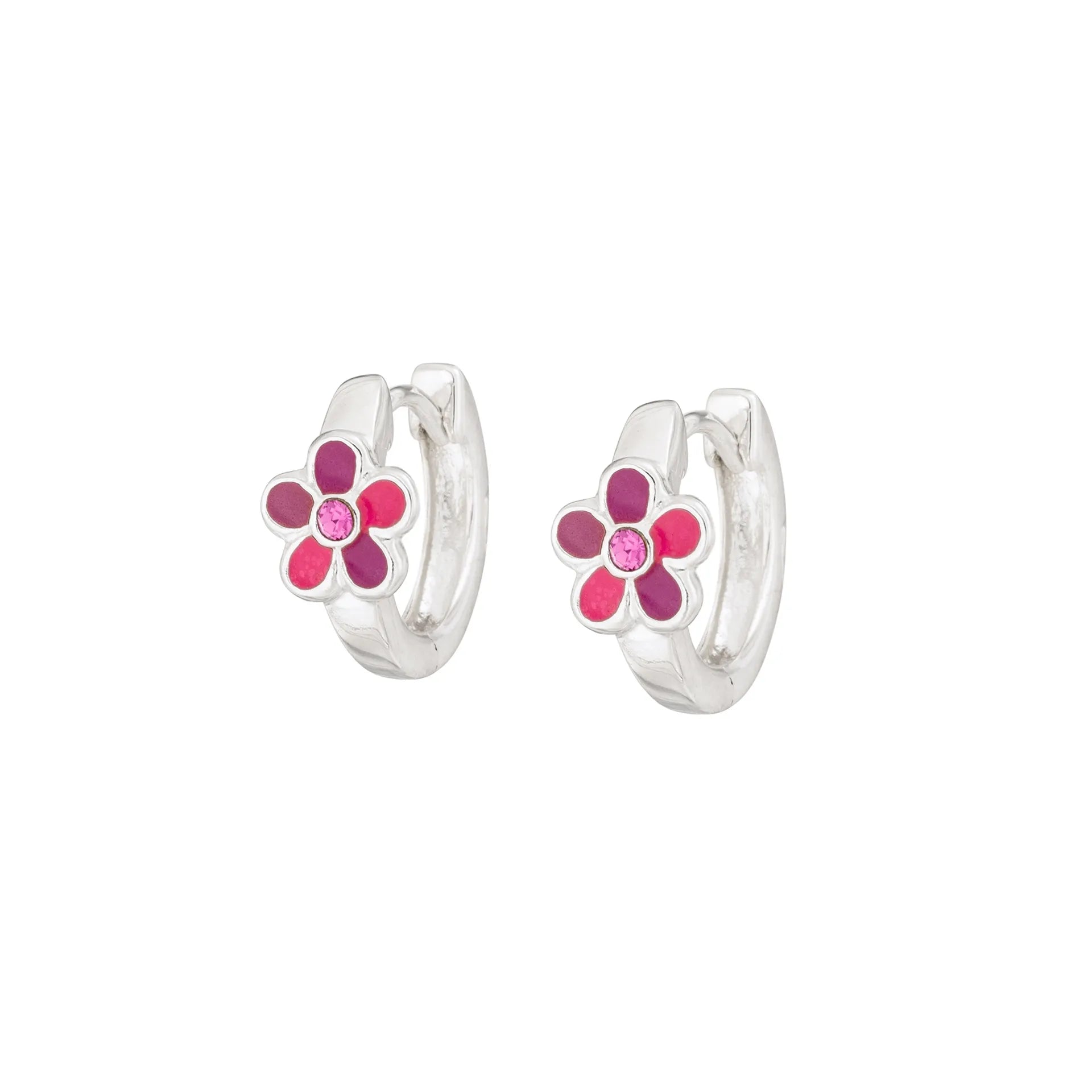 Creole Blume pink mit Stein aus Silber 925