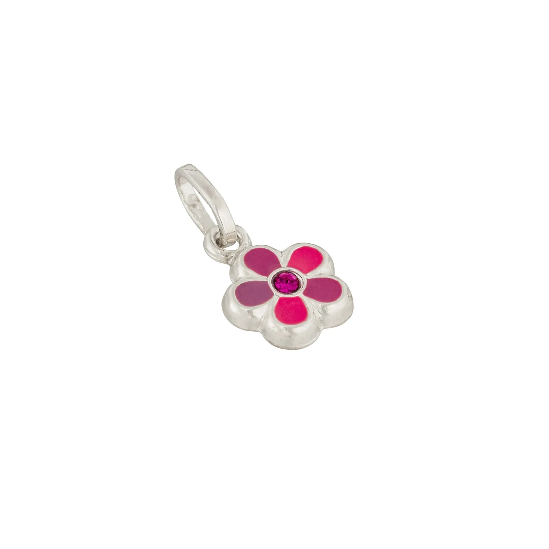 Anhänger Blume pink mit Stein aus Silber 925