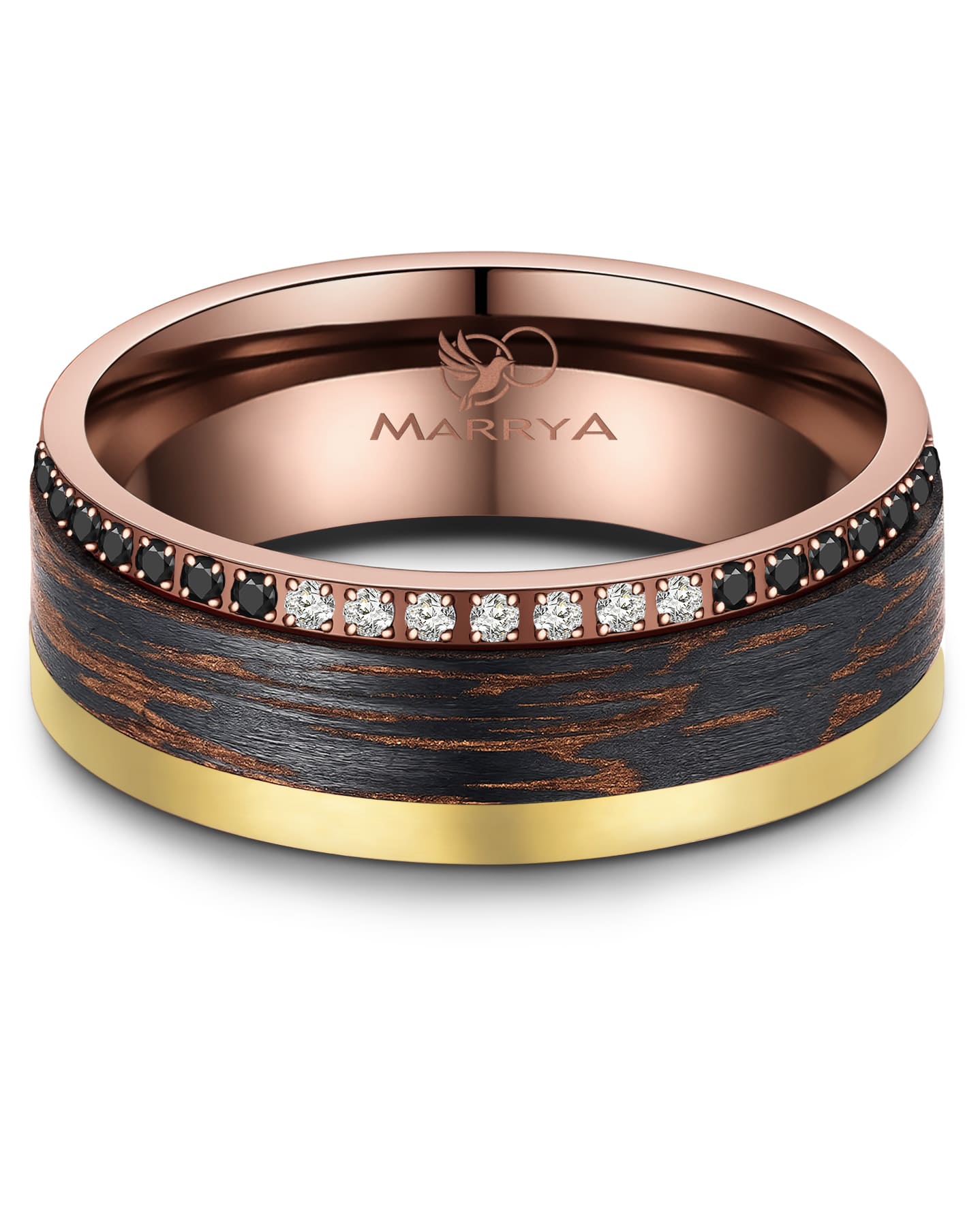 Partnerringe aus Edelstahl mit Carbon-Bronze-Partikel