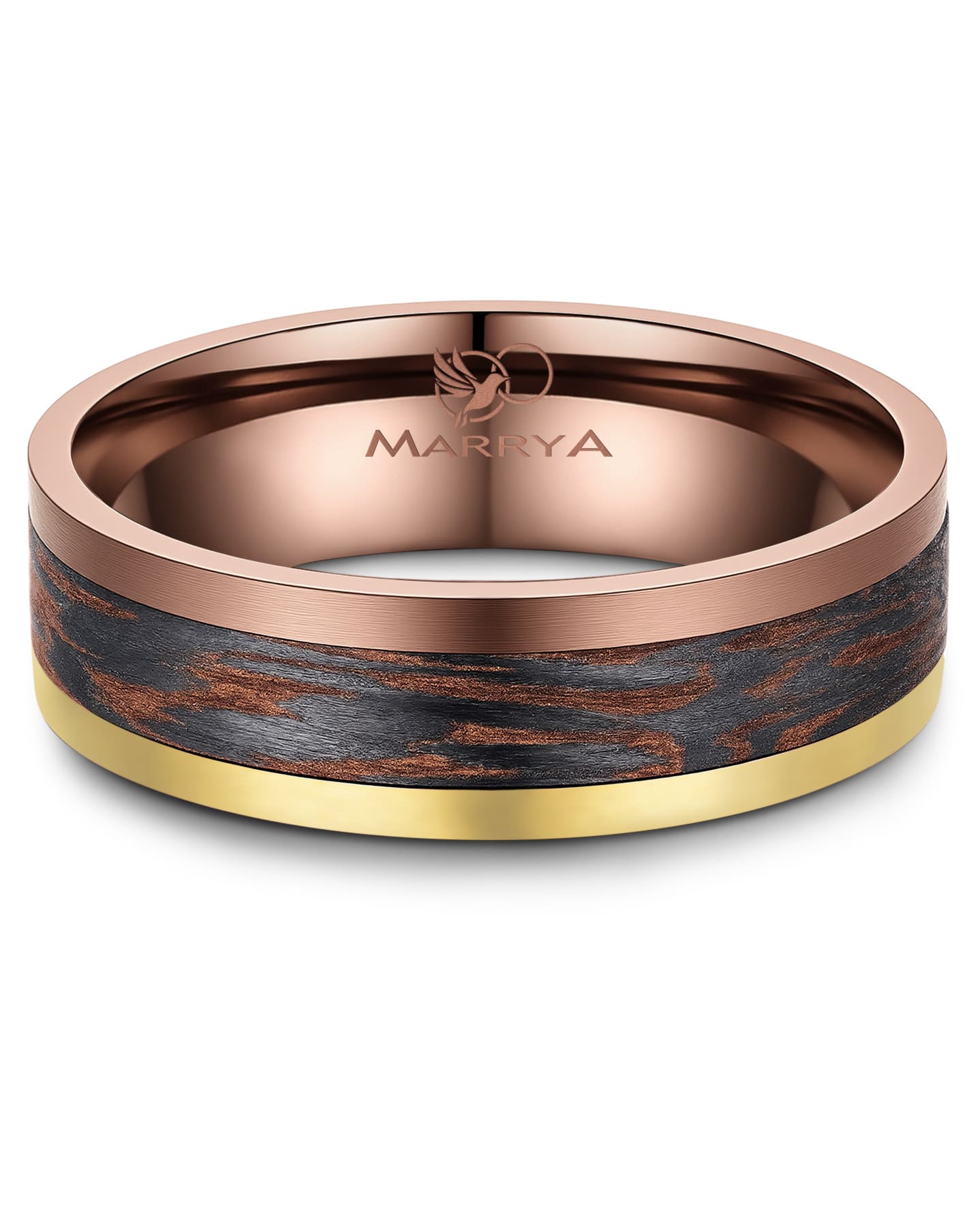 Partnerringe aus Edelstahl mit Carbon-Bronze-Partikel