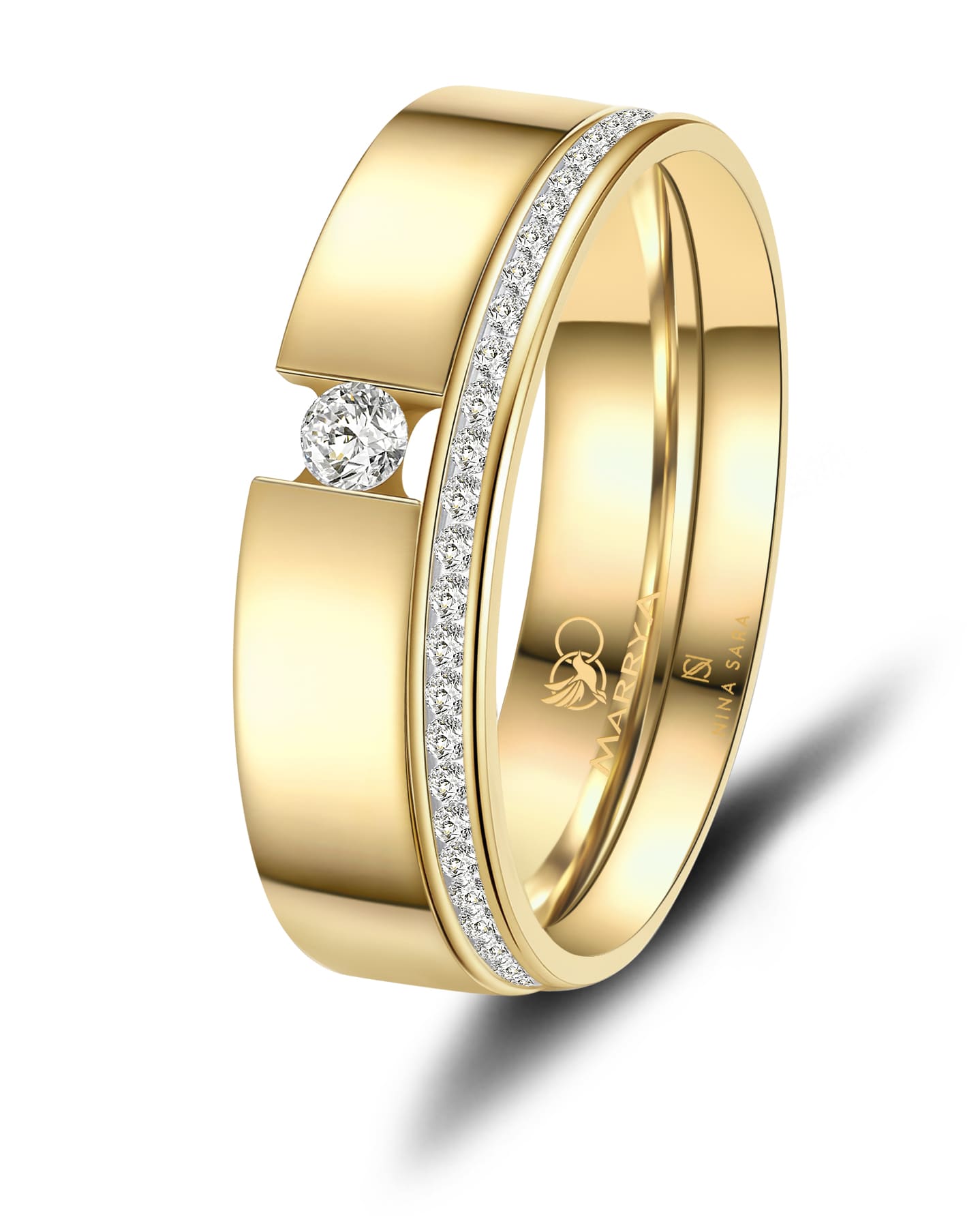 Partnerringe Edelstahl mit Gelbgold