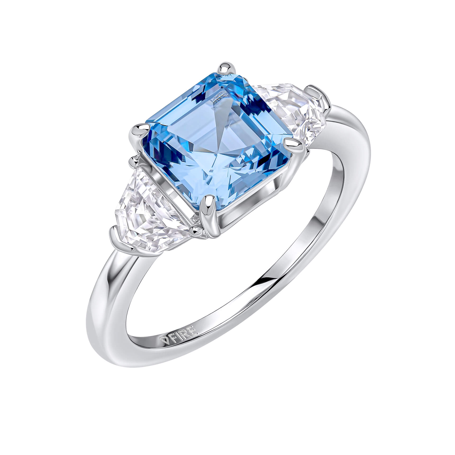 Diamonfire Himmelblauer Silberring mit Saphire und weißen Zirkonia