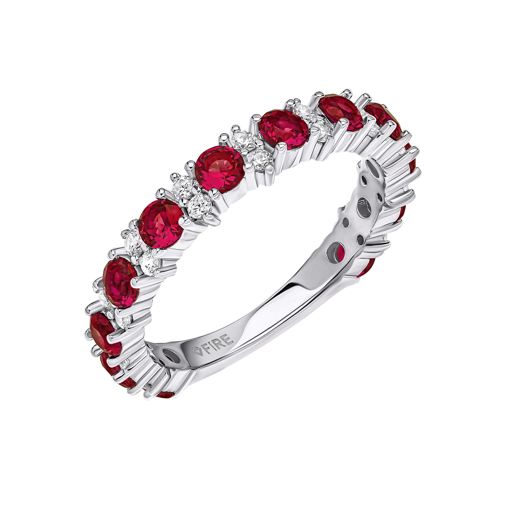 Diamonfire Ring Silber mit roten und weißen Zirkonia