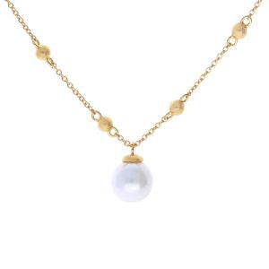 Diamonfire Halskette Gelbgold mit Muschelkernperle und Kugelsegmenten