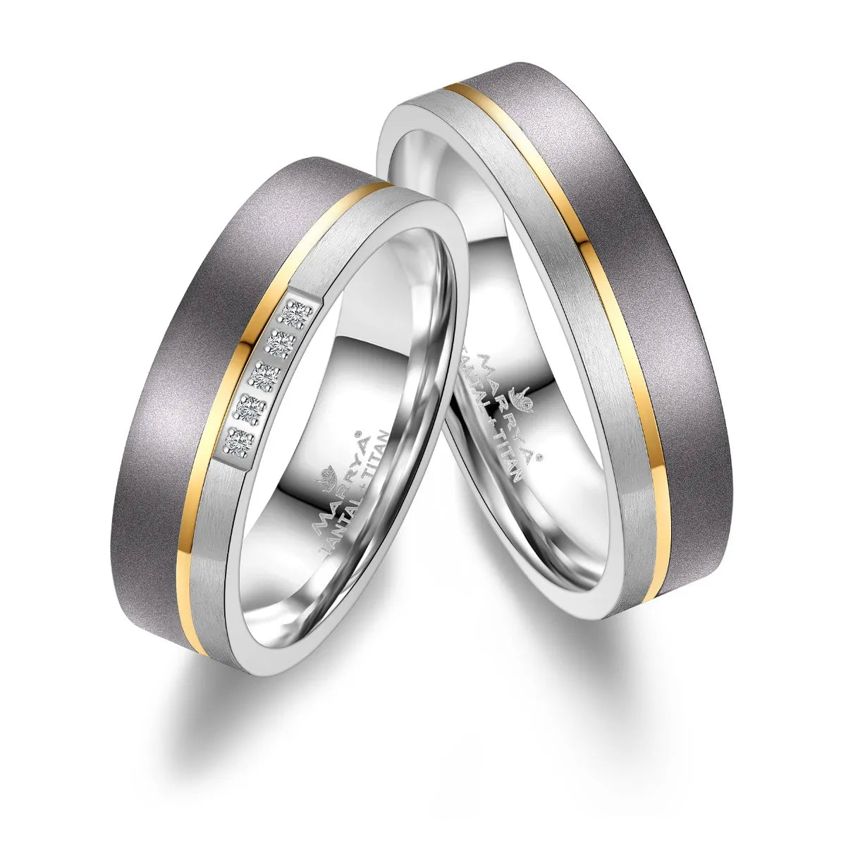 Partnerringe Tantal und Titan mit Gelbgold