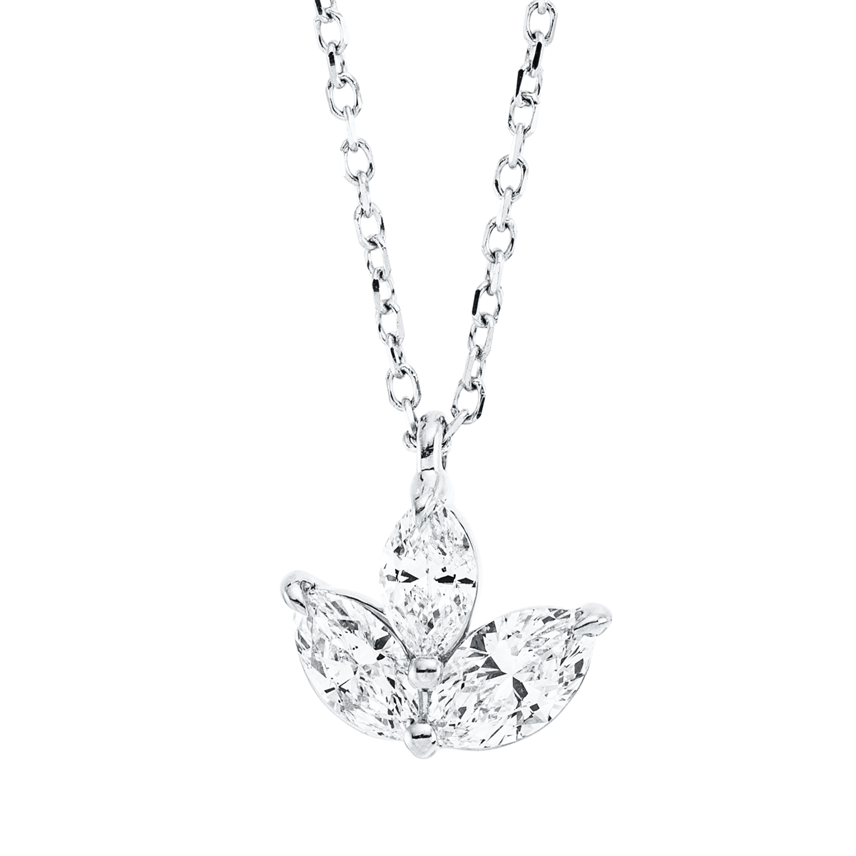 Collier 18 kt WG, mit ZÖ 40 cm + 42 cm
