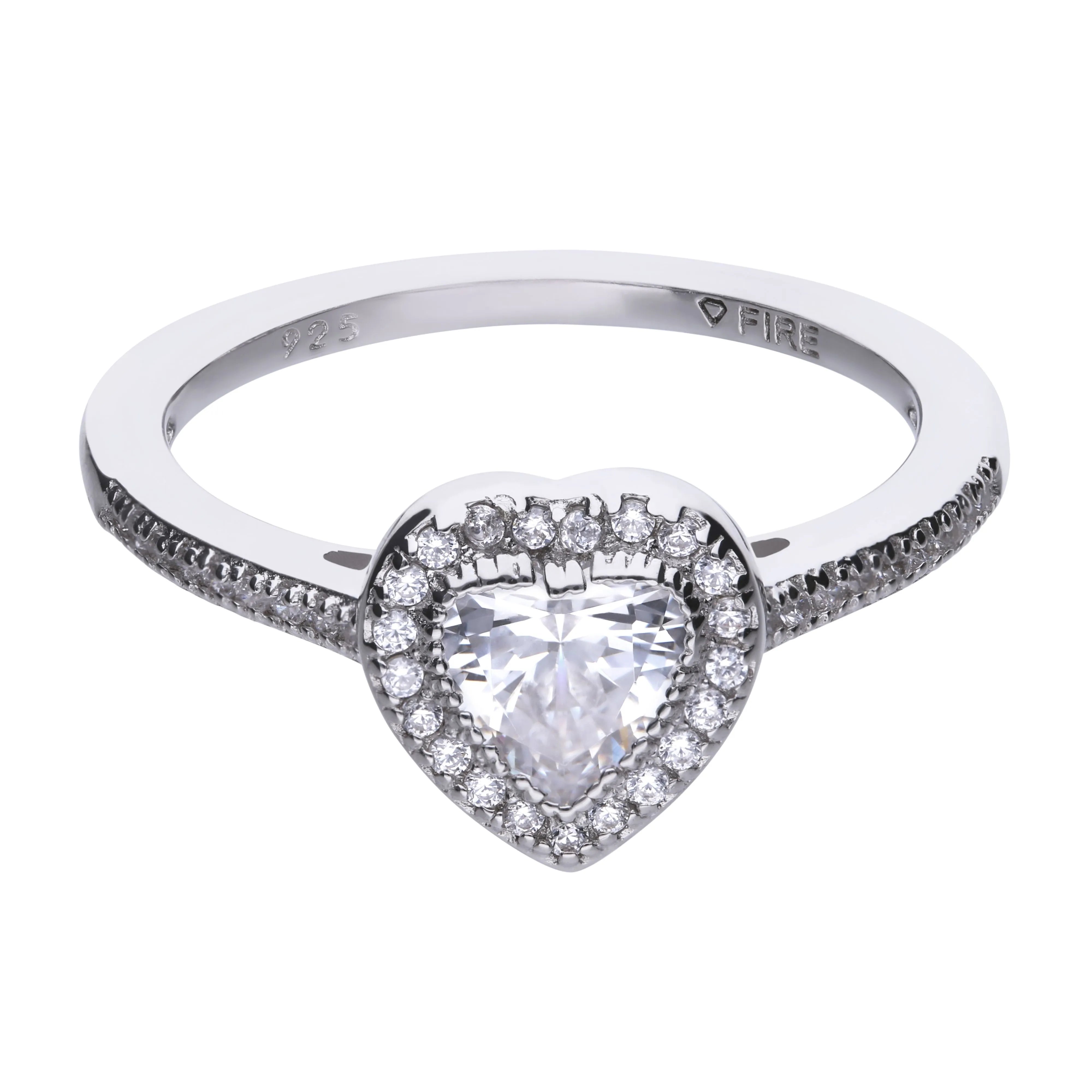 Diamonfire Herz-Ring Silber 925 mit Pavé-Besatz