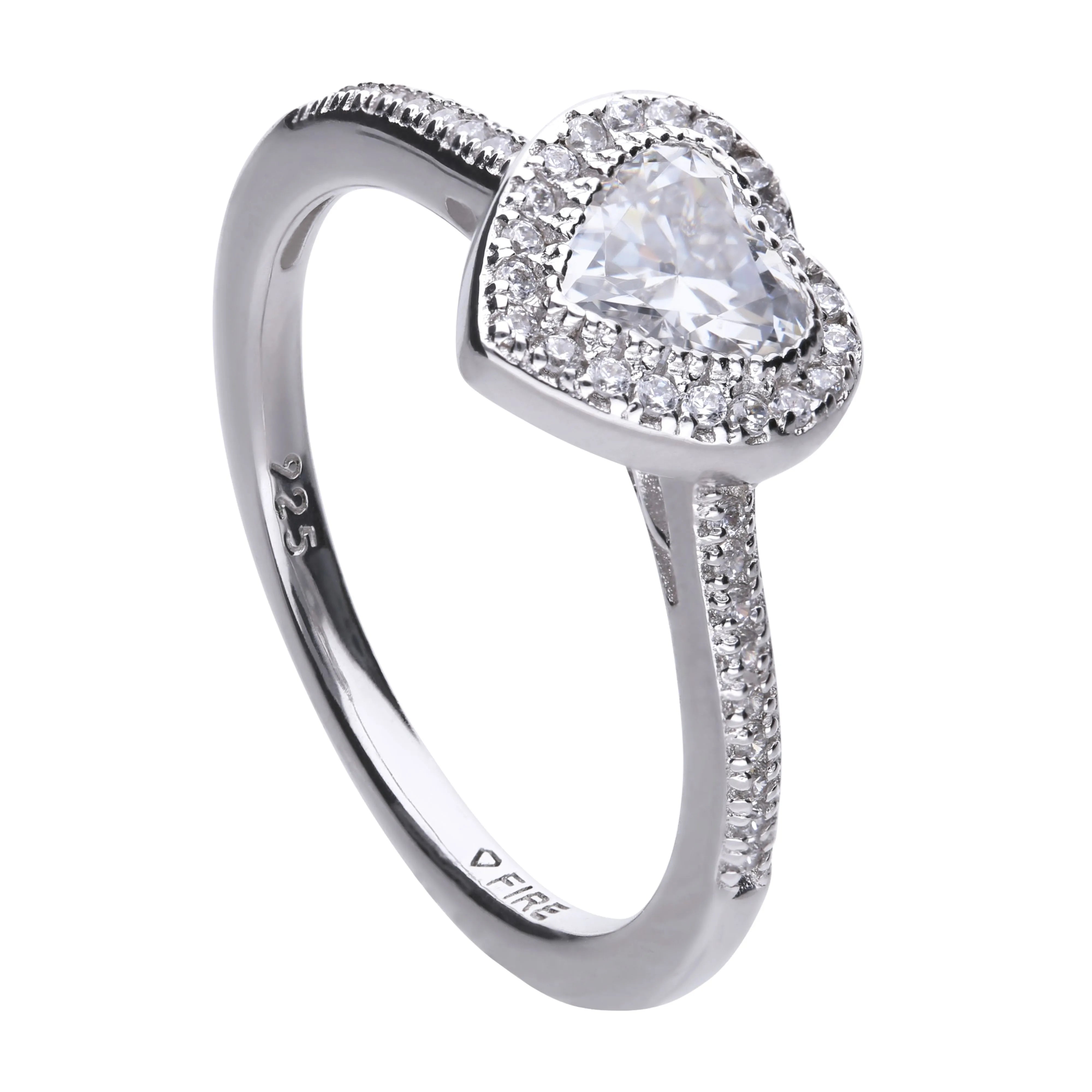 Diamonfire Herz-Ring Silber 925 mit Pavé-Besatz