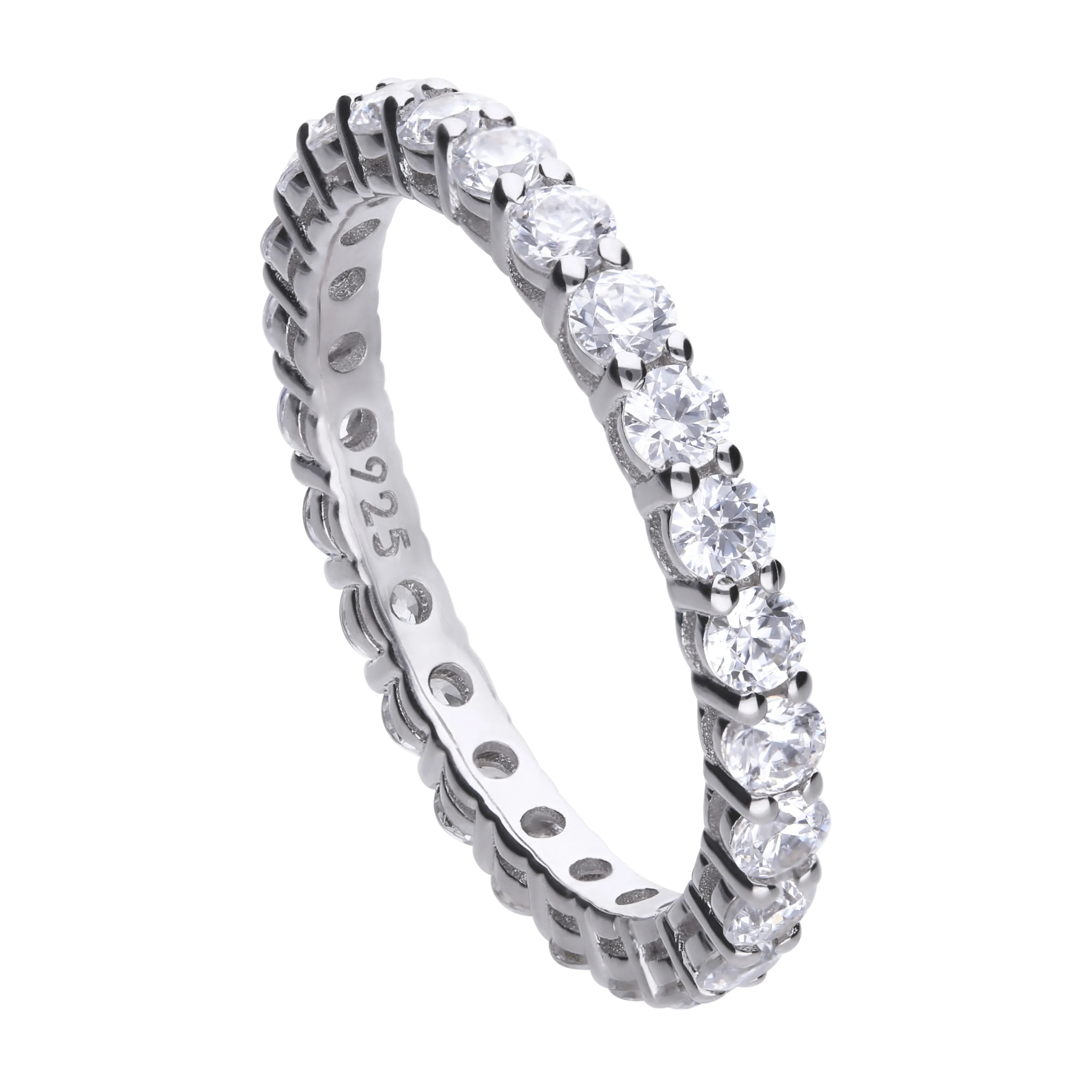 Diamonfire Memory-Ring silber mit weißen Zirkonia in Krappen-Fassung