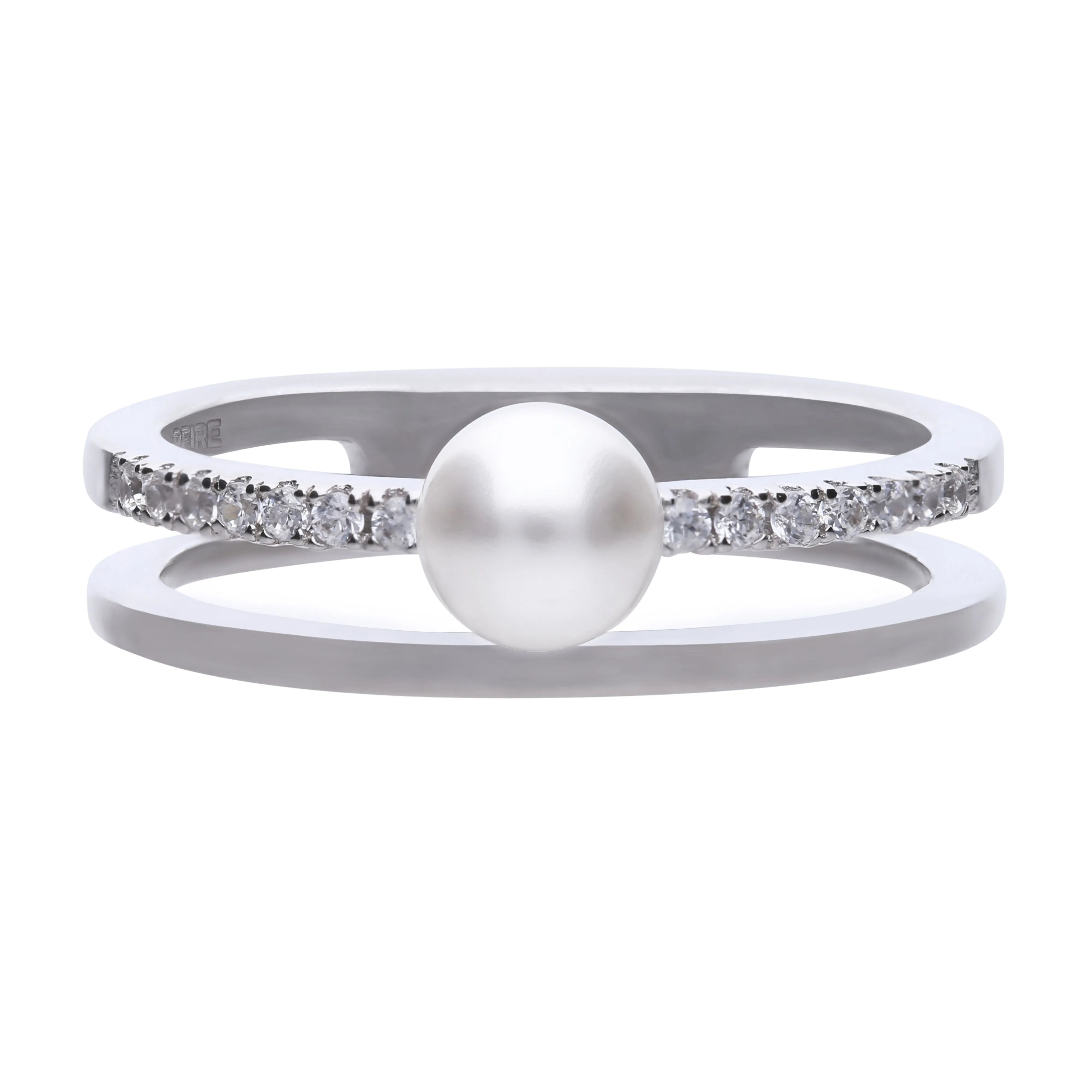 Diamonfire zweireihiger Perl-Ring Silber 925 mit Muschelkernperle