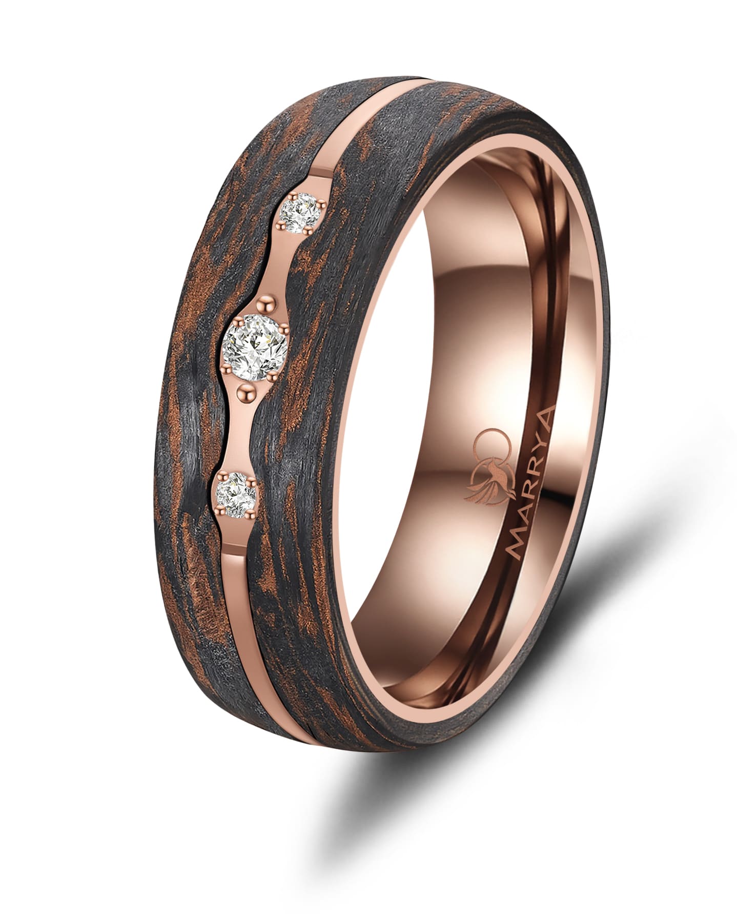 Partnerringe aus Edelstahl mit Carbon-Bronze-Partikel