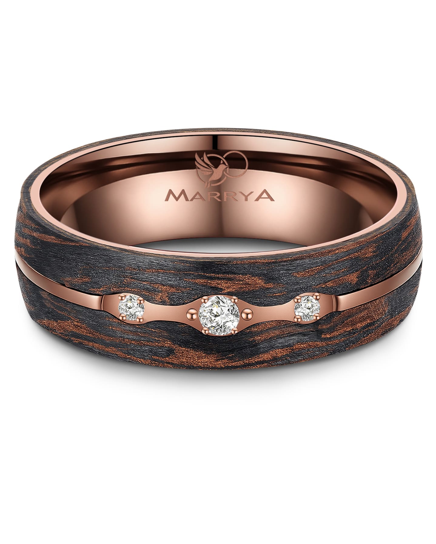 Partnerringe aus Edelstahl mit Carbon-Bronze-Partikel