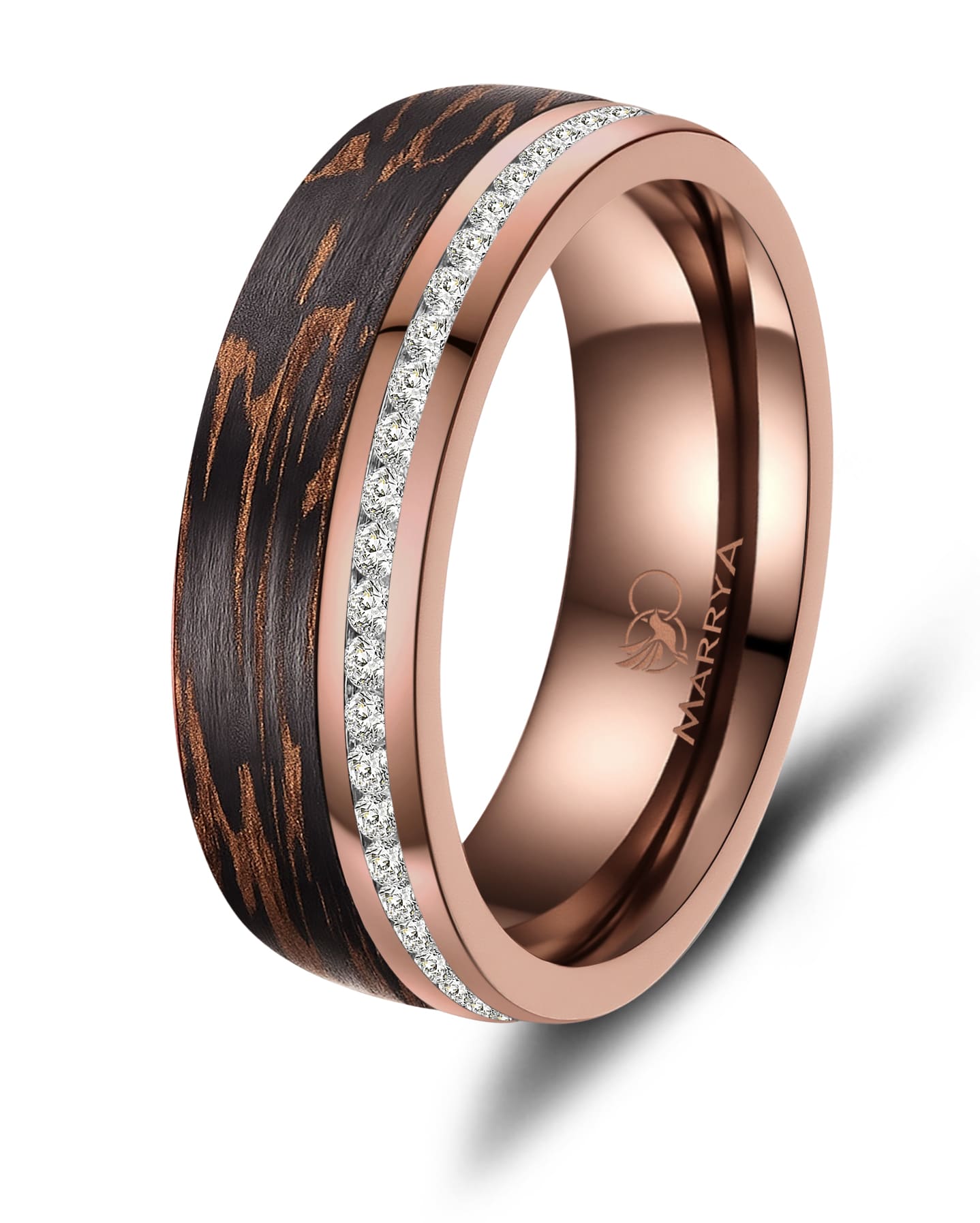 Partnerringe aus Edelstahl mit Carbon-Bronze-Partikel