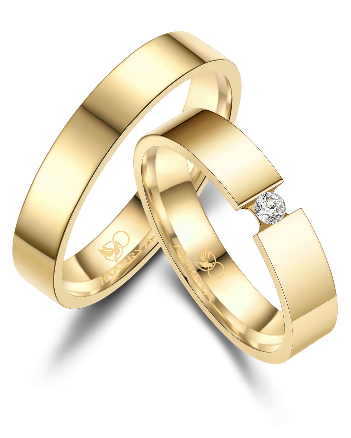 Partnerringe Edelstahl mit Gelbgold