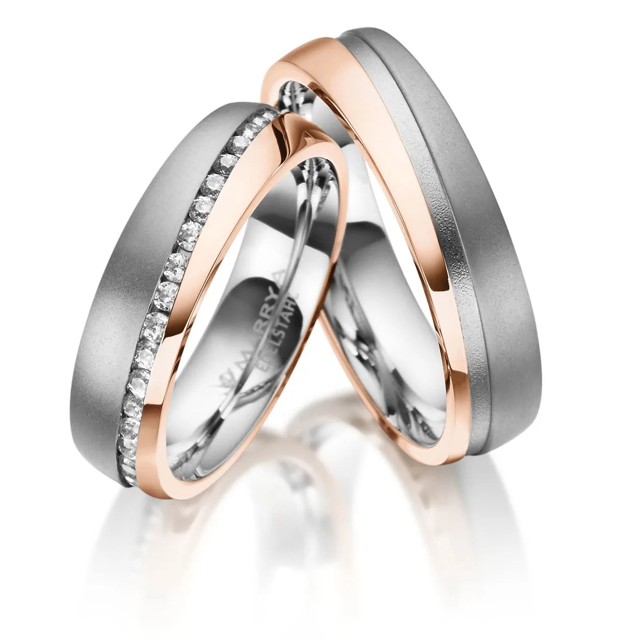 Partnerringe Edelstahl mit Roségold