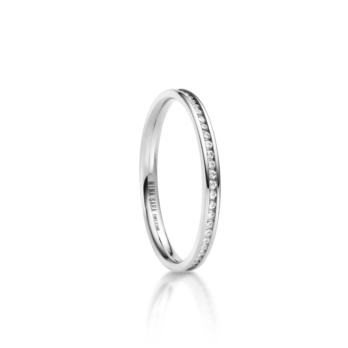 Vorsteckring Memoire-Ring aus Edelstahl rundum mit Zirkonia gefasst