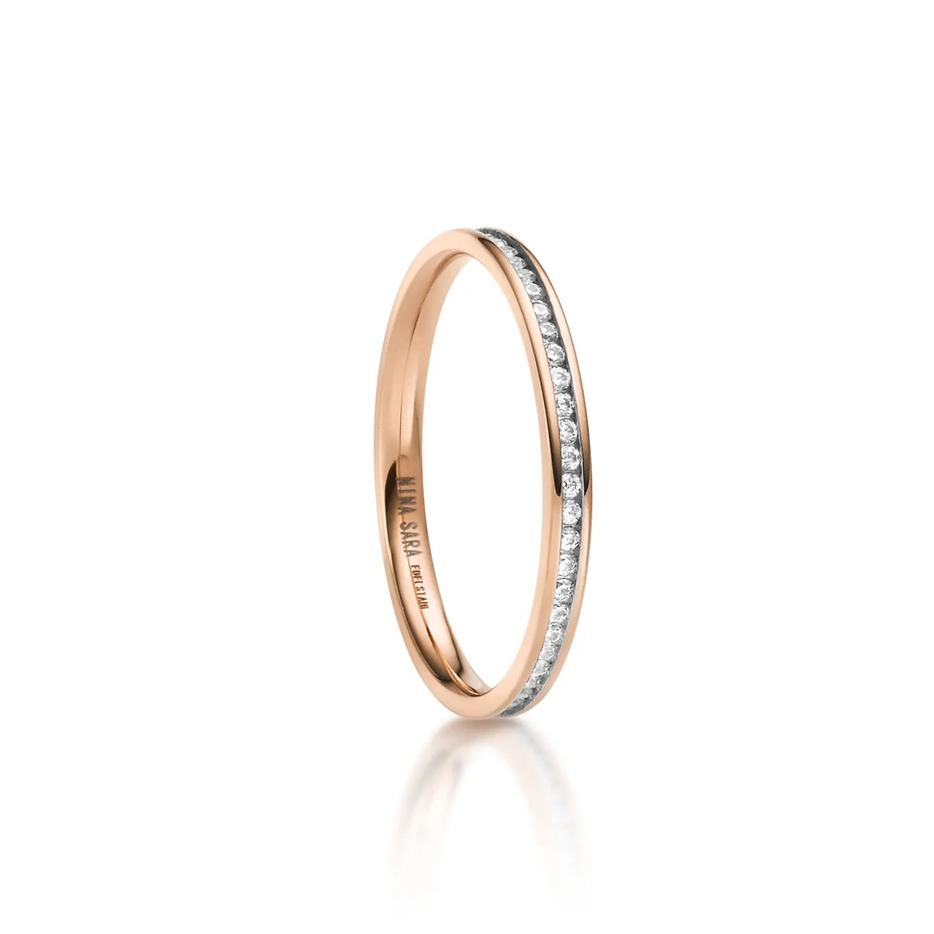Vorsteckring Memoire-Ring aus Edelstahl mit Roségold-Plattierung und rundum mit Zirkonia gefasst