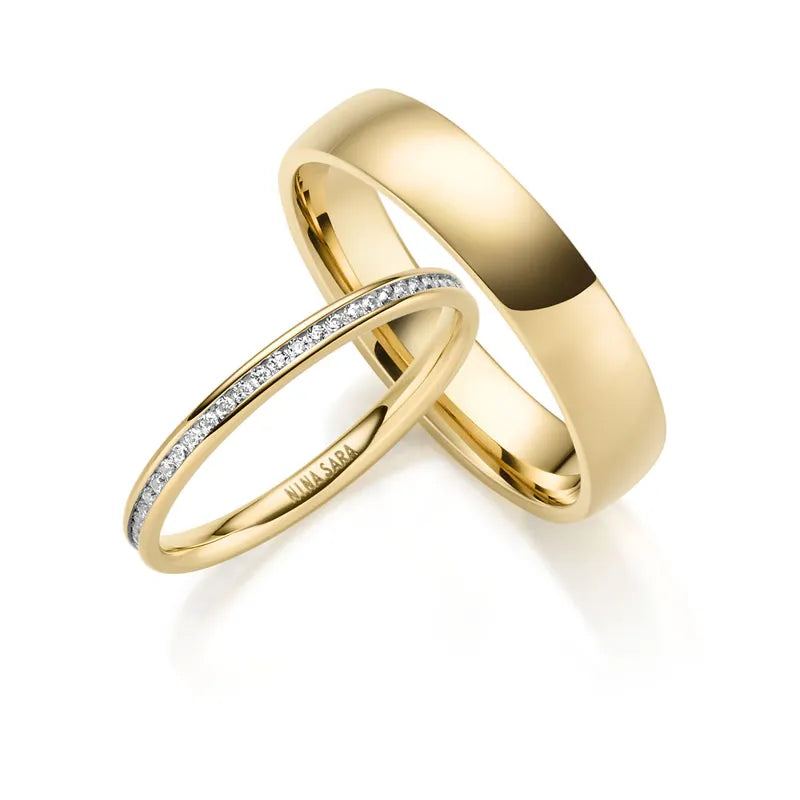 Edelstahlring mit einem Beisteckring Gelbgold